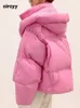 Dames Donsparka's Circyy Winterjas voor Dames Jas Warm Effen Capuchon Roze Vrouwelijke Casual Losse Korte Uitloper Koreaans Katoen gewatteerd 221231