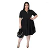 Vestidos Plus Size Camisa Sólida de Verão Vestido Roupas Femininas 5x Escritório Senhoras Doce Cintura Alta Mini Atacado Gota