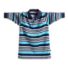 Men's Polos Excellent Quality Long Sleeved Polo Shirt Big Size Striped Cotton Shirts Casual Mens Lapel Top Tees Plus 5XL