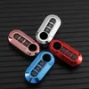 For Fiat 500 Soft TPU 3 Buttons Car Flip Folding Key Case Cover Remote Key Shell Holder Protecor Keychain Accessories
