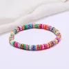 Link Bracelets Fashion Round Piece 6mm Soft Pottery Bracelet Bohemian Retro Ethnic Style Simple Elastic Rope Female Gift