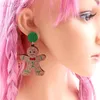 Dangle Earrings HP061- Christmas Gingerbread Man Holiday Acrylic Cookie