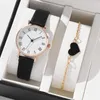 Armbandsur Topp 5/2st Watch Set for Women Luxury Leather Analog Ladies Quartz Wristwatch Fashion Armband 2023 Relogio Feminino