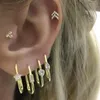 Hoop örhängen guldfärg vermeil smycken rektangel single heart stjärna teardrop clear cz klassisk geometrisk multi piercing läcker örhänge