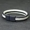 Bracelets porte-bonheur 2023 hommes Bracelet en cuir Bracelet noir tressé fermoir magnétique Punk Braclet Homme main accessoires cadeau pour lui Pulsera