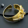 Collana Orecchini Set ModemAngel Begonia Flowers Luxury 3 Tone SunFlower Party Wedding Women Bracciale Bangle Ring Dress Jewelry