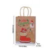 Julekorationer 1st presentväska förtjockar Kraft Paper Tygväskor Xmas Series Print Candy Cookie Pouch Holiday Packaging Wrapping Supplies