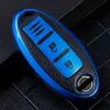 TPUレザーカーのキーケース日産リーフマイクラQashqai J11 J10 XトレイルT32 Versa Note Patrol Key FOB Cover Accessories