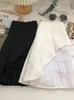 Skirts HOUZHOU Women Pleated Skirt Mesh Patchwork Kawaii Casual Mini White A-line Solid Preppy Style High Street Korean Fashion