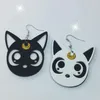 Boucles d'oreilles pendantes dessin animé Harajuku, lune, chat noir, joli Cosplay, bijoux en acrylique pour femmes, Fashion2386