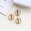 Pendientes de aro Funmode Color dorado circonita cúbica Multicolor para mujer pequeño círculo encanto pendiente Brincos venta al por mayor FE142