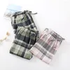 Women's Sleepwear Cotton Couple Sleep Pants For Woman Trousers Plaid Knitted Pajamas Women's Home Clothes Men