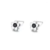 Stud Earrings VOQ Silver Color Simple Small Black Flower Women Summer Beach Casual Jewelry Accessories