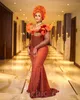 Arabe Aso 2023 Ebi Orange Sirène Robes de bal de bal de lace en dentelle sexy soirée formelle deuxième réception Robes de fiançailles d'anniversaire Robe ZJ7033
