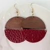 Boucles d'oreilles pendantes tendance BOHO léopard demi-cercle fichier numérique cuir de vache vierge imprimé paillettes bois rond cadeau de déclaration