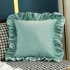 Pillow Lotus Leaf Velvet Decorative Solid Vintage Green Cover For Couch Sofa Bedroom Living Room 45x45cm 2023