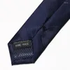 Bow Ties Luxury Dark Blue Jacquard Weave Striped For Men 5.5cm Slim Slips Designer smala män Tie med högkvalitativ presentförpackning