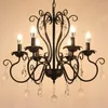 Chandeliers American Wrought Iron Crystal Bedroom Study Hanging Light Black Living Room Dining Candle Chandelier Lighting