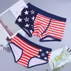 Unterhosen Baumwolle Paare Unterwäsche Herren Boxer Sexy Shorts U Konvexen Beutel Flagge Amerikanische Gestreifte Männliche Atmungsaktive Liebhaber