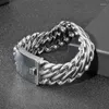 Link Bracelets High Quality Retro Bracelet 316L Stainless Steel Curb Cuban Vintage Huge Chain Men's Bangle Jewelry 22mm Width