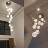 Kronleuchter Moderne große lange Treppe E14 runde Kugel 10 Lichter Lustres De Teto Glas Globle Pendelleuchten Leuchte Leuchte