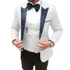 Herrdräkter lila prom män för bröllop groomsmen tuxedos 3 stycke blommor mönster man kostym set blazer väst med svarta byxor mode