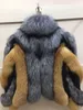 Cappotto da donna in pelliccia sintetica di lusso reale Giacca invernale da donna Corto spesso caldo naturale Capispalla in argento genuino di alta qualità 221231