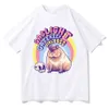 Мужские футболки Gaslight Cartkeep Girlboss Cool Capybara Tshirt Мужские женщины повседневные без рубашки с коротким рукавом унисекс забавный милый футболка Kawaii T230103