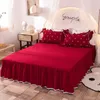 Bedding Sets PureCotton Girl's RED King QueenSize Quilt Cover Duvet Bedsheet BedSkirt Princess Korean Wedding