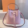 Women Bucket Bag Shopping Bags Handbags Color Painting Patchwork Letter Printing String High Quality Genuine Leather Removable Sho298N