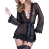 Moda feminina para dormir 3pcs lingerie sexy de lingerie feminina pijamas mamãe de roupas de azar