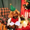 Abbigliamento per cani Set di costumi da renna natalizia per gatti Vestire i vestiti con cappelli dell'albero di Babbo Natale Maglione gattino piccolo