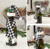 Factory Bar Tools Kerst ornamenten Set Xmas Mini Buffalo Plaid Wine Bottle Topper Cover Santa Hat Checked SCRAF RRA