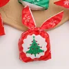 Kerstdecoraties 10 stks Merry Candy Treat Bag Long Ear Xmas Bags Santa Claus Gifts Box Plastic Biscuit Home Decoratie