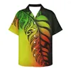 Men's Casual Shirts Business Polynesian Men Turn Down Collar Short Sleeve Tribal Tattoos Button Slim Fashion Men'S Tops