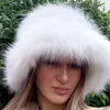 Boinas Doury Mujeres Sombrero de pescador peludo Color sólido Gorro de invierno Cubo elegante para ropa de calle / Po Props Y2k Accesorios de ropa