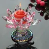 Bougeoirs en cristal coloré, porte-fleurs de Lotus, fournitures bouddhistes, artisanat, ornements, Figurines, chandelier pour fête de mariage à domicile