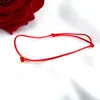 Anklets NYMPH Real 24K Gold Anklet 999 Heart Pendant Adjustable Red Rope For Women Fine Jewelry Gift J573