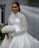 African 2023 Mermaid Wedding Dresses with Detachable Train Puffy Skirt High Neck Country Garden Royal Bridal Gowns Vestido De Novia