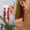 Dangle Earrings Korean Fashion Acrylic Rose Petal Flower Tassel Long Hange for Women Charm Luxury Fairy Party Jewelry Accessories