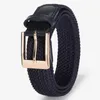 Bälten 3.0 cm Simple Square Buckle Elastic Belt Female High-End Sense Student Free Punch Korean Version All-Match Canvas