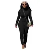 New Wholesale Bubble Jumpsuits Women Plus size Long Sleeve Rompers Casual Zipper Bodycon Jumpsuits Autumn Clothes One Piece Outfits Overalls Solid Leggings 8702