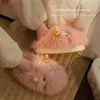 Lindas pantuflas de algodón para mujer, pantuflas mullidas, pantuflas cálidas de invierno para casa, mocasines para interiores