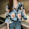 Women's Blouses Vintage Chiffon Print Shirts Womens 2023 Summer Korean Thin Half Sleeve And Tops Harajuku Floral Sun-Proof Clothing