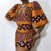 Roupas étnicas Mulheres africanas Vestido Dashiki Kanga femme maxi v pesco