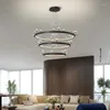 Żyrandole okrągłe pierścienie LED LED LED do życia jadalnia kuchnia sypialnia sypialnia wewnętrzna domowa dekoracja Dekoracja połyskuble ściemnialne lampy