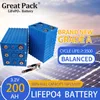 16PCS 3,2V 200Ah Grade A LiFePO4 Batteriezelle wiederaufladbare Deep Cycle Lithium-Ionen-Powerbank