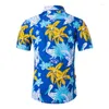 القمصان غير الرسمية للرجال رجالي هاواي قصيرة الأكمام الاستوائية رجال النخيل الصيفية الصيفية Camisa Masculina