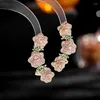 Stud -oorbellen etnische vintage roos oor botclip kleur vrouwelijke mode temperament camellia groothandel sieraden