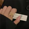 Anillos de racimo con incrustaciones de circón mariposa dorada abierta para mujeres ajustable elegante boda niñas anillo de insectos accesorios de joyería de fiesta regalo